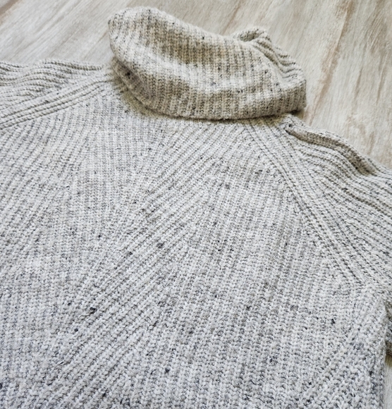 Madewell Turtle Neck Sweater Wool Blend Large Gray Ribbed Knit Long Sleeve - Picture 2 of 8